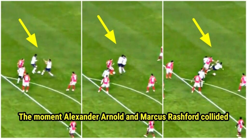 The moment Trent Alexander Arnold and Marcus Rashford collided during England vs Malta 🤯🤷‍♂️