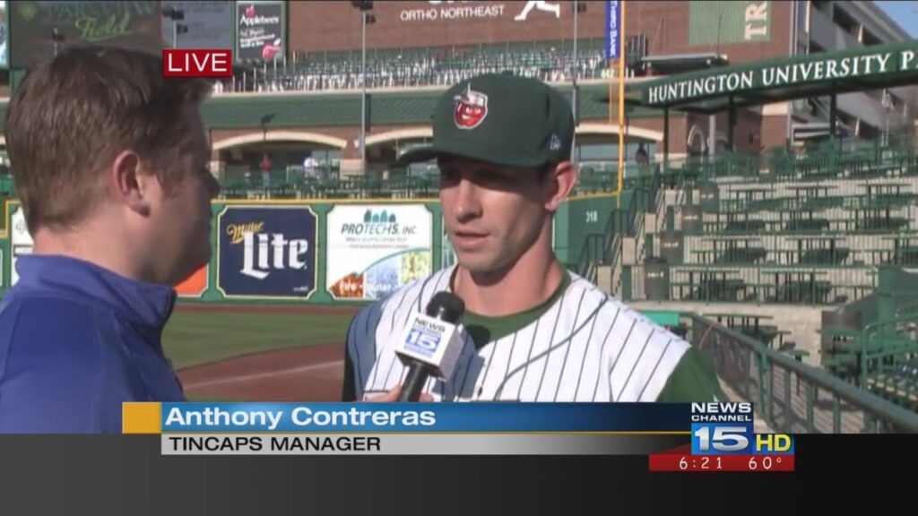 TinCaps manager Anthony Contreras live on WANE-TV's 6 p.m. news on 4/14/16