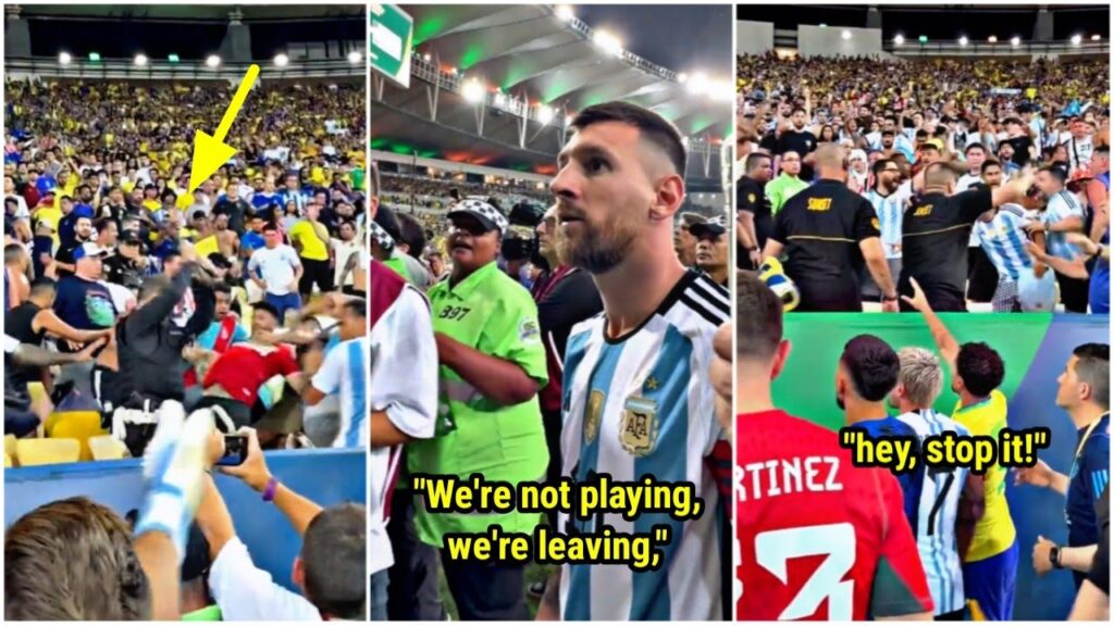 Lionel Messi reacts when Brazilian police beat Argentina fans with sticks. 🥺🇦🇷🇧🇷