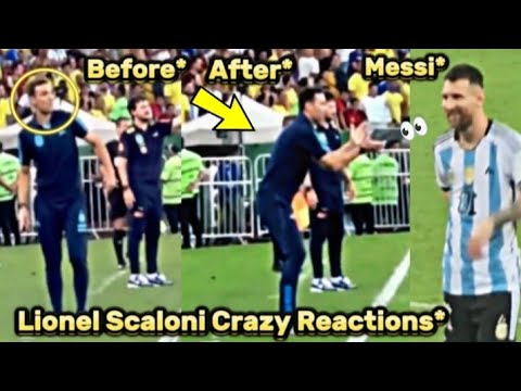 Lionel Scaloni All Crazy Reactions While Messi Watching Vs Brazil 👏🇦🇷🇧🇷