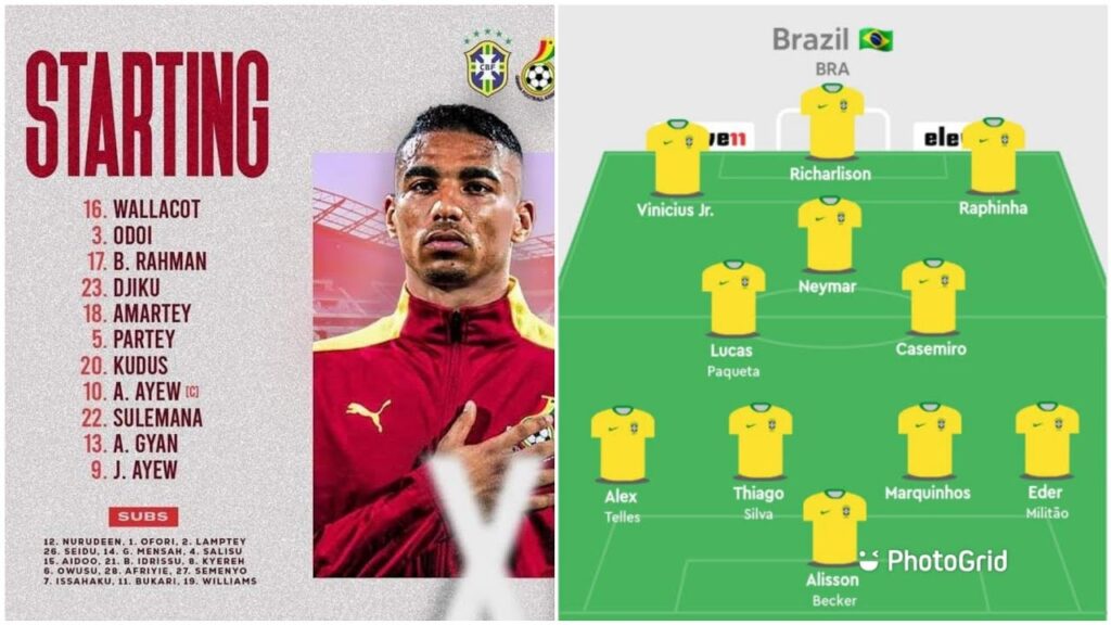 Ghana vs Brazil: Starting Line Up  of both teams