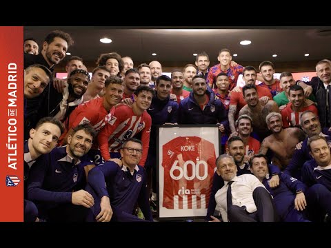 El vestuario rojiblanco celebró los 600 partidos de Koke como jugador del Atlético de Madrid