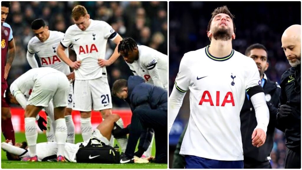 Tottenham players confront Matty Cash after he injured Rodrigo Bentancur vs Aston Villa