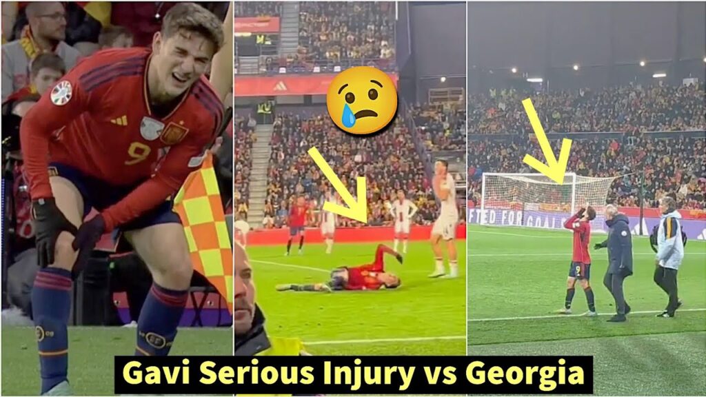 😢Gavi was in tears after having a serious injury vs Georgia