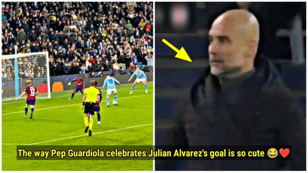 The way Pep Guardiola celebrates Julian Alvarez's goal is so cute 😂❤