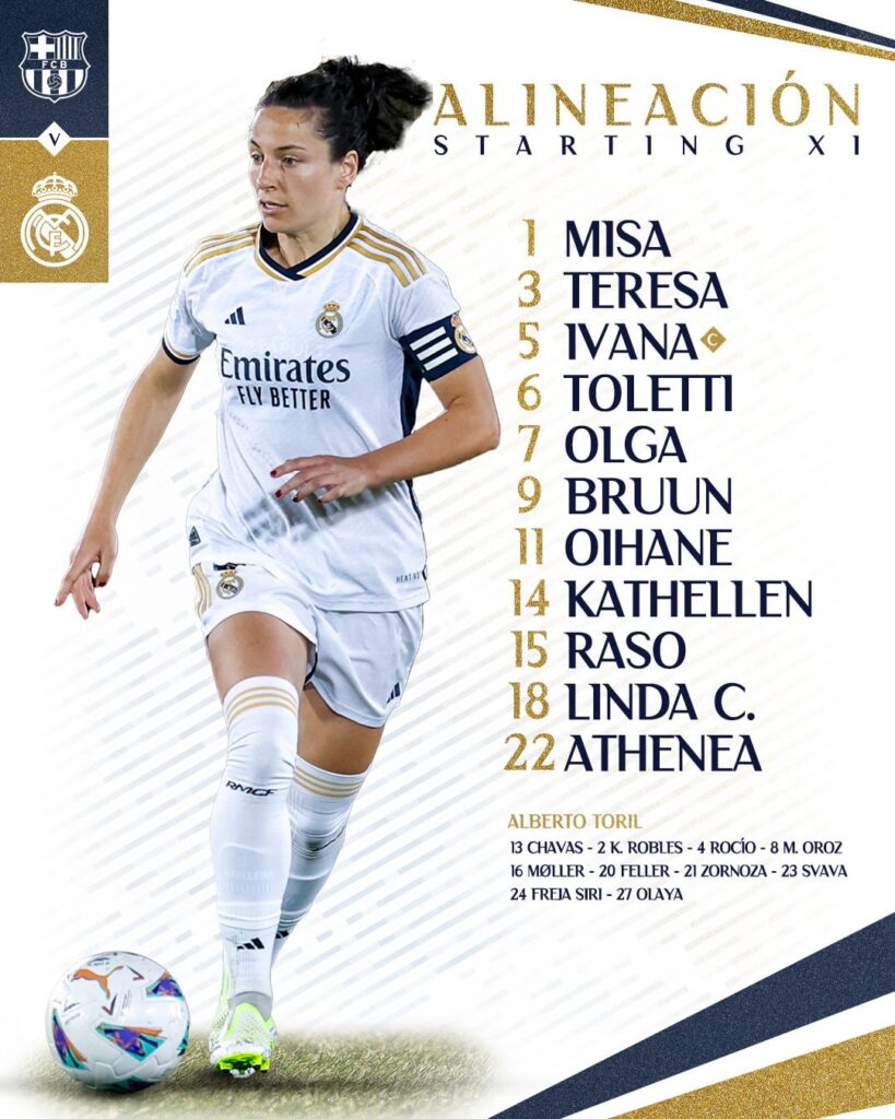 Starting XI FC Barcelona Feminí vs Real Madrid Femenino | Liga F MD9
