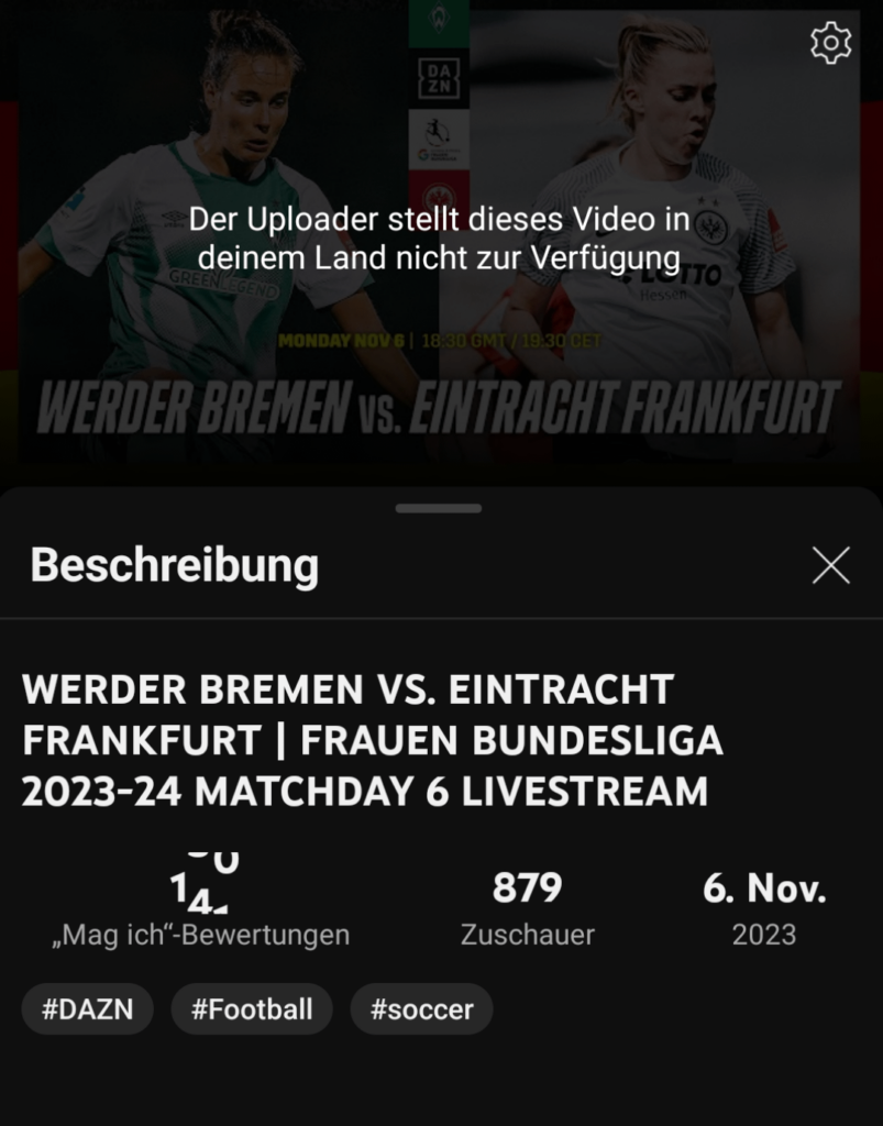 Women's Bundesliga Werder Bremen - Eintracht Frankfurt on DAZN Women's Football internationally and on Sport1 Channel in Germany FOR FREE