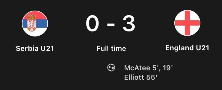 Macca scored twice for the u21s vs Serbia