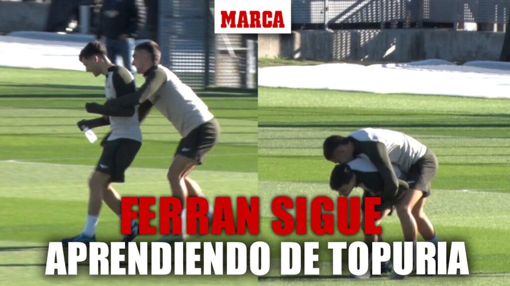 ¡Lo aprendió de Topuria! La increíble llave de Ferran a Pedri en el entrenamiento del Barça I MARCA