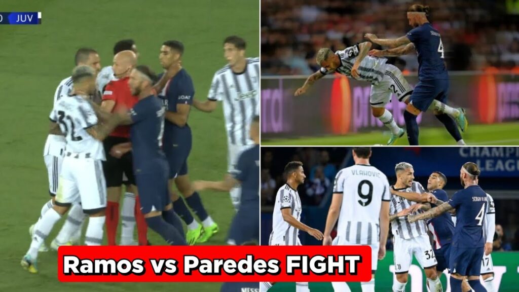 Sergio Ramos and Paredes FIGHT | PSG vs Juventus 2-1