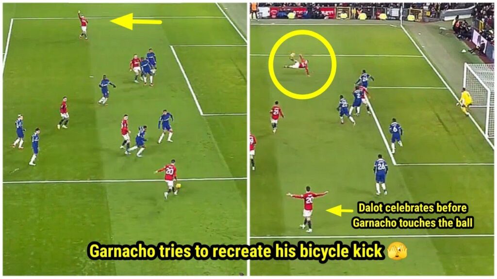 Alejandro Garnacho tries to recreate his bicycle kick | Manchester United 2-1 Chelsea Highlights