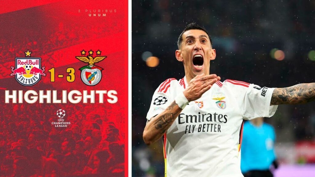 Ángel Di María Olympic Goal | RB Salzburg vs Benfica 1-3 Highlights | UEFA Champions League 2023/24