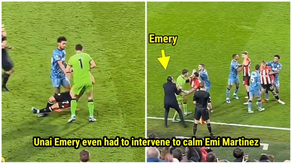 The moment Emiliano Martinez and Neal Maupay clashed during Brentford vs Aston Villa 😲🤯