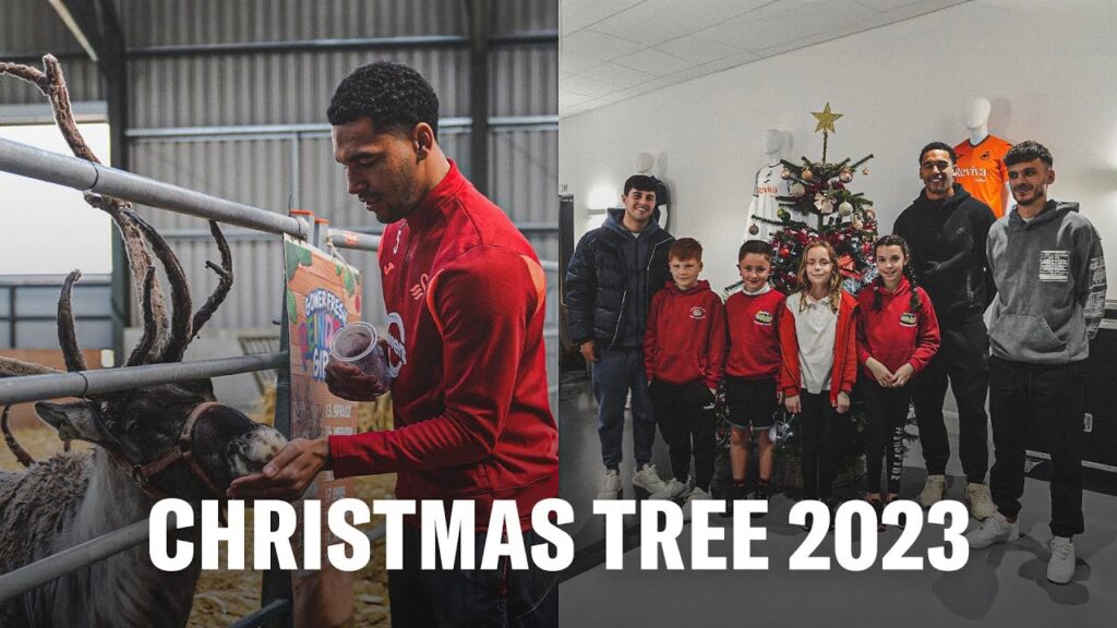 Cila Primary join Swansea City players to bring Christmas to Fairwood.