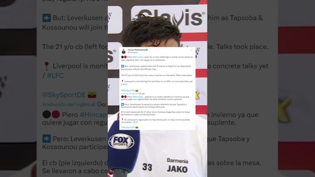 PIERO HINCAPIE QUIERE IRSE DEL LVERKUSEN Y LIVERPOOL LE ABRE LA PUERTA #futbol #ecuador #liverpool