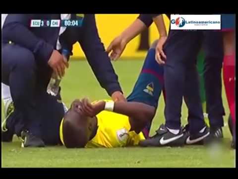 Everton’s Enner Valencia chased by police while being carried off