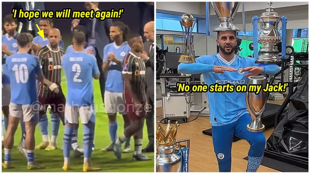 Kyle Walker messages Felipe Melo after their fight in the 2023 Club World Cup final Kyle Walker messages Felipe Melo after their fight in the 2023 Club World Cup final