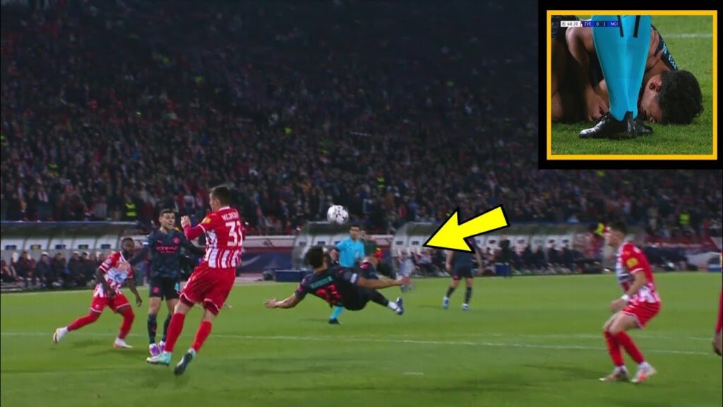 Matheus Nunes overhead kick vs Red Star Belgrade injured him #manchestercity #championsleague