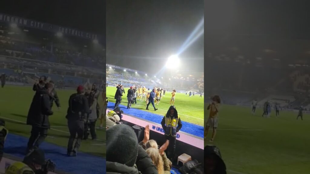 SCENES AT FULL TIME AS ABDUL FATAWU CELEBRATES WITH THE LEICESTER FANS  #leicester #football #lcfc