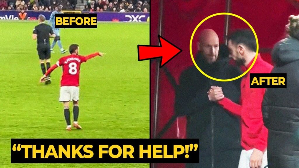 Ten Hag deep discussion with Bruno Fernandes after made impact for Hojlund goal | Man Utd News