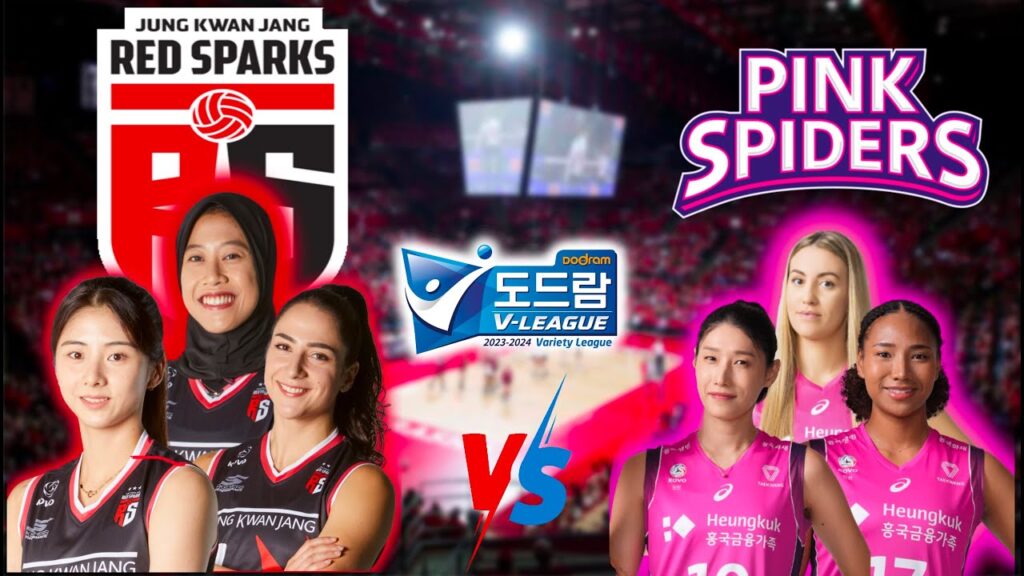 LIVE  KOREAN WOMEN VOLLEYBALL V-LEAGUE JUNG KWAN JANG RED SPARKS🆚 PINK SPIDERS