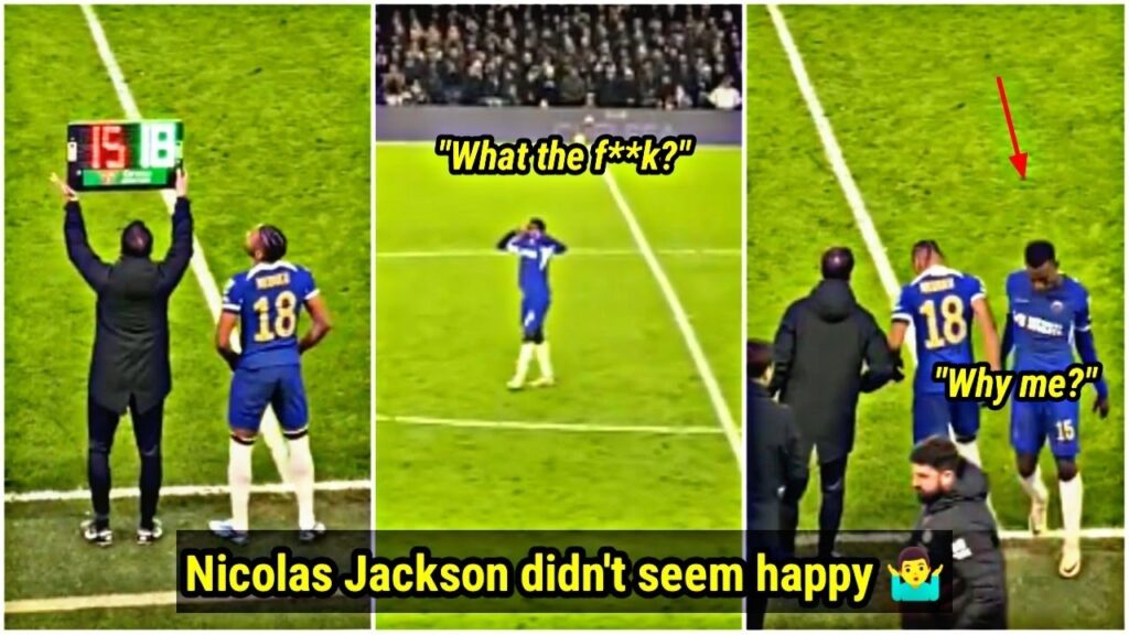 Nicolas Jackson's reaction when Pochettino replaced him with Christopher Nkunku 🤷‍♂️