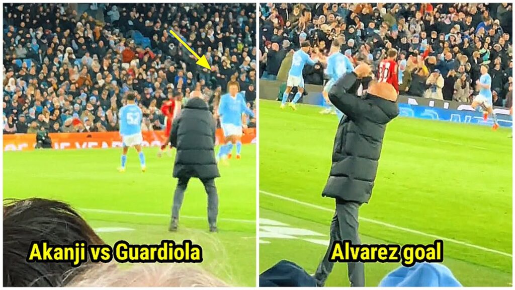 Pep Guardiola's reaction to Julian Alvarez's goal and Akanji makes a foul vs Sheffield United 😆