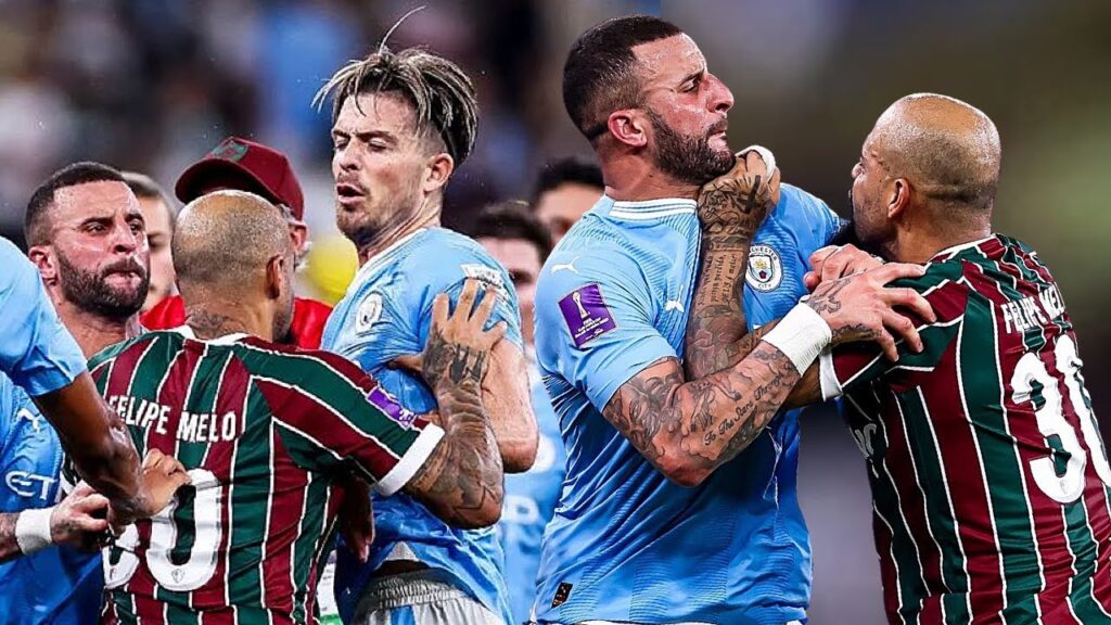 Kyle Walker Fight with Felipe Melo After Man City vs Fluminense Final