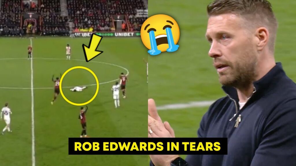 Rob Edwards in Tears Applauds Luton fans after Tom Lockyer collapses