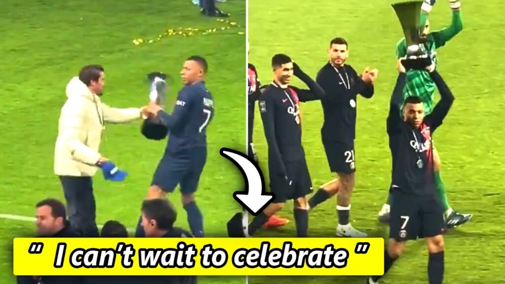 Kylian Mbappe was in hurry to celebrate winning the champions trophy