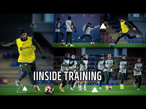 Lewandowski BACKHEEL goal in Barca training today 🔥 xavi’s squad prepares for Copa Del Rey.