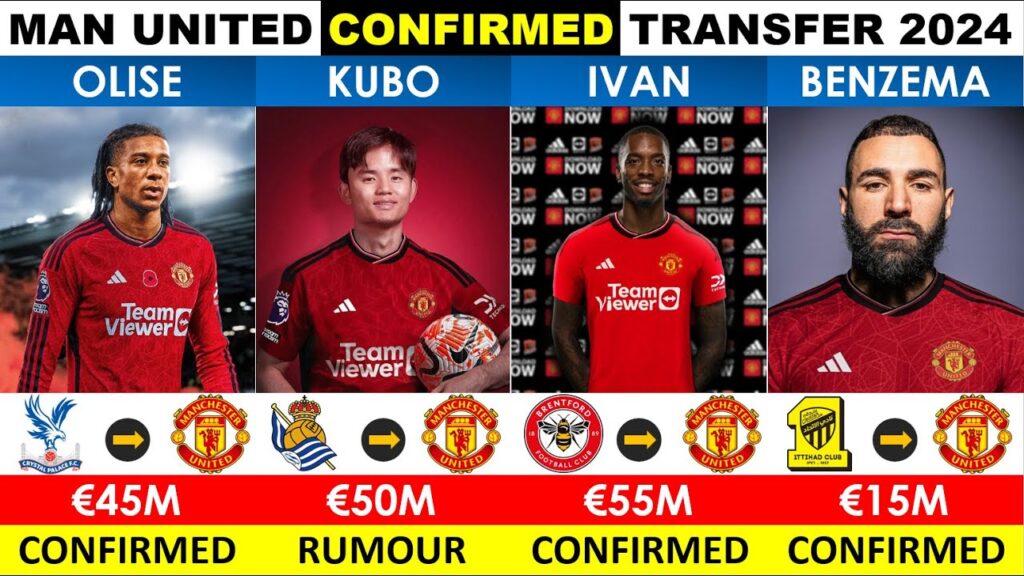 🚨 ALL CONFIRMED MANCHESTER UNITED  TRANSFERS WINTER 2024 , BENZEMA🔥, MICHAEL OLISE🔥, TONEY🔥, KUBO🔥,