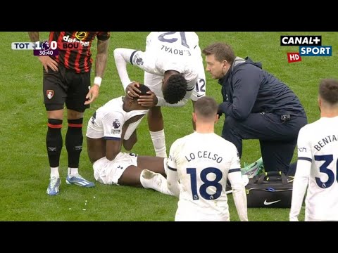 La Vidéo où Pape Matar Sarr s'est blessé , pleure aujourd'hui lors du match Tottenham vs Bournemouth