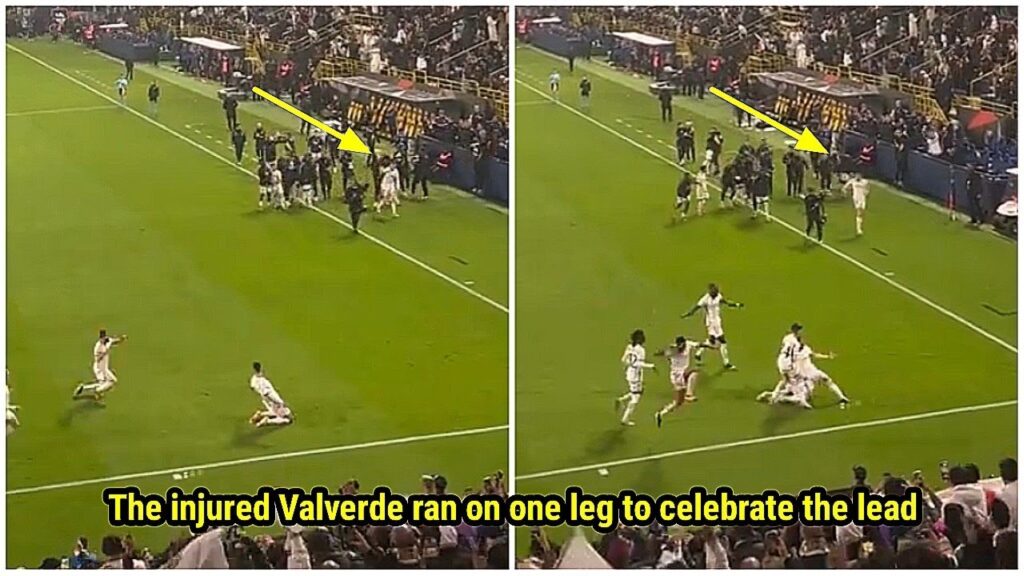 The injured Federico Valverde ran on one leg after Stefan Savic's own goal in the 116th minute 😄👏