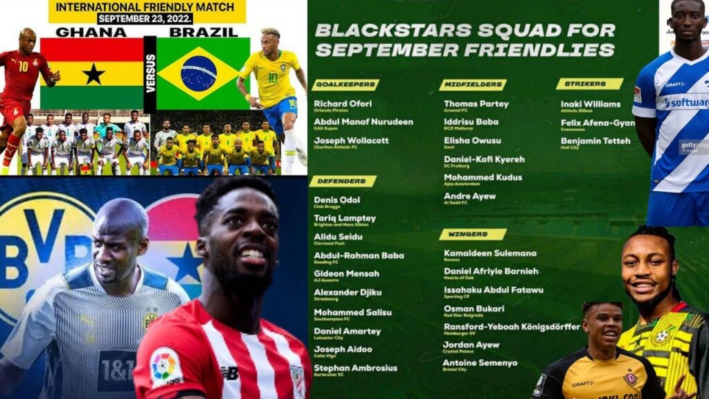 Otto Addo & Chris Hughton lineup to face Brazil & Nicaragua friendlies.Inaki,Tariq,Salisu & Semenyo.