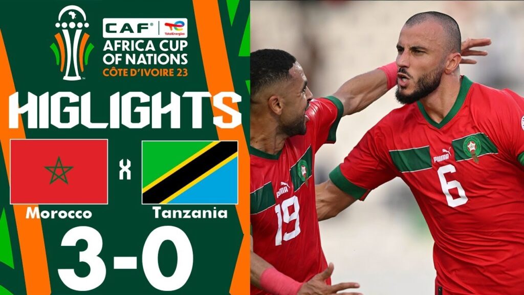 But de Romain Saïss | Maroc vs Tanzanie 3-0 Résumé et Buts | Coupe d'Afrique des Nations 2024