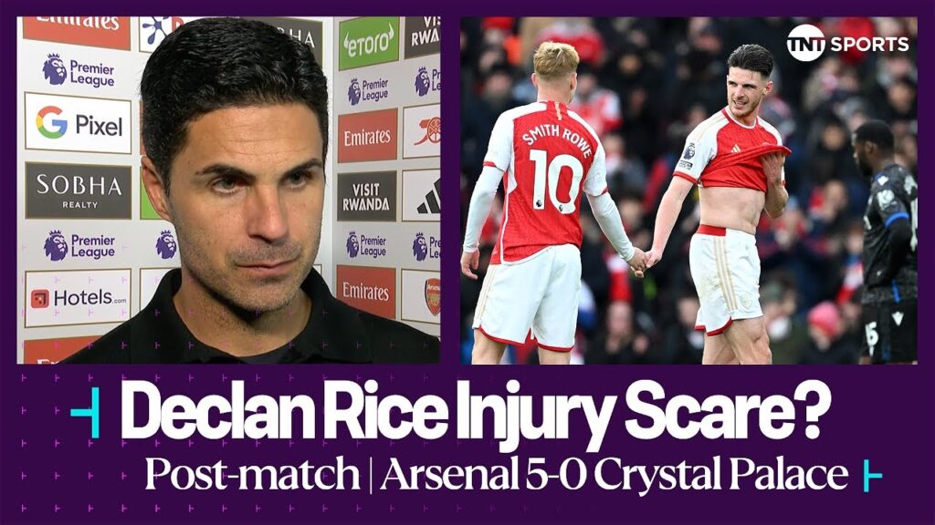 "HAMMY" 😩 - Mikel Arteta gives worrying Declan Rice injury update after Arsenal 5-0 Crystal Palace 😕