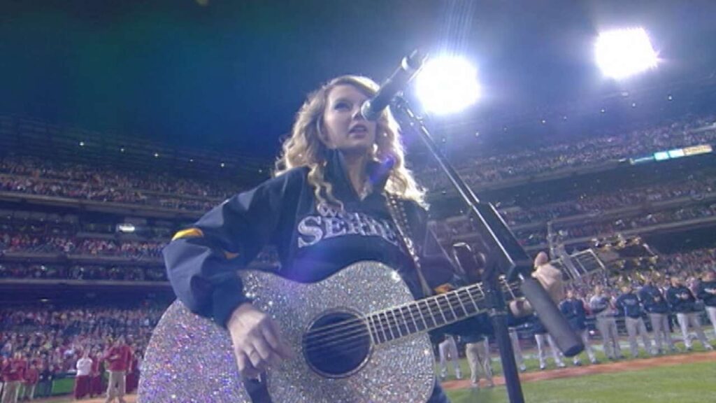 2008 WS Gm3: Taylor Swift sings the national anthem