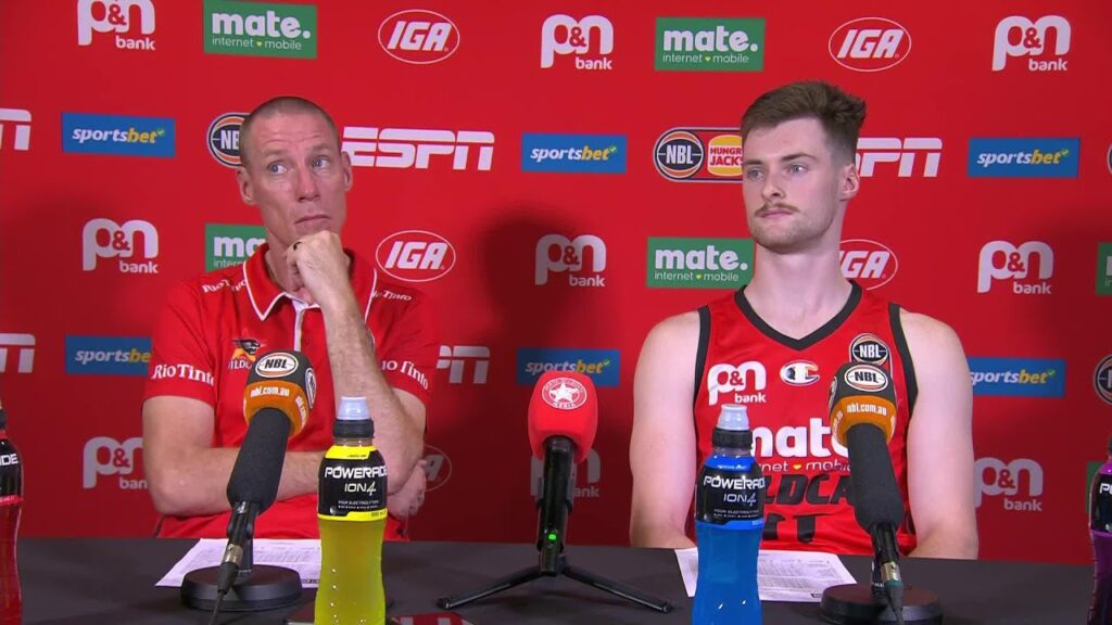 John Rillie and Michael Harris press conference vs Brisbane Bullets - Round 16, NBL24