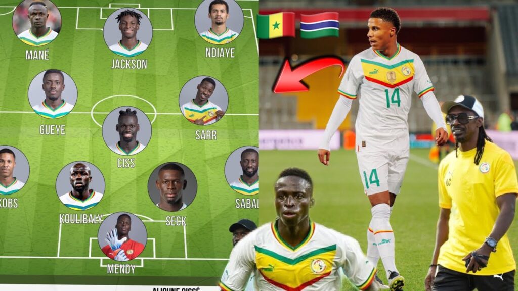 Voici le 11 type probable de Aliou Cissé Sénégal face Gambie avec Ismail Jakobs, Krépin, Pape Gueye