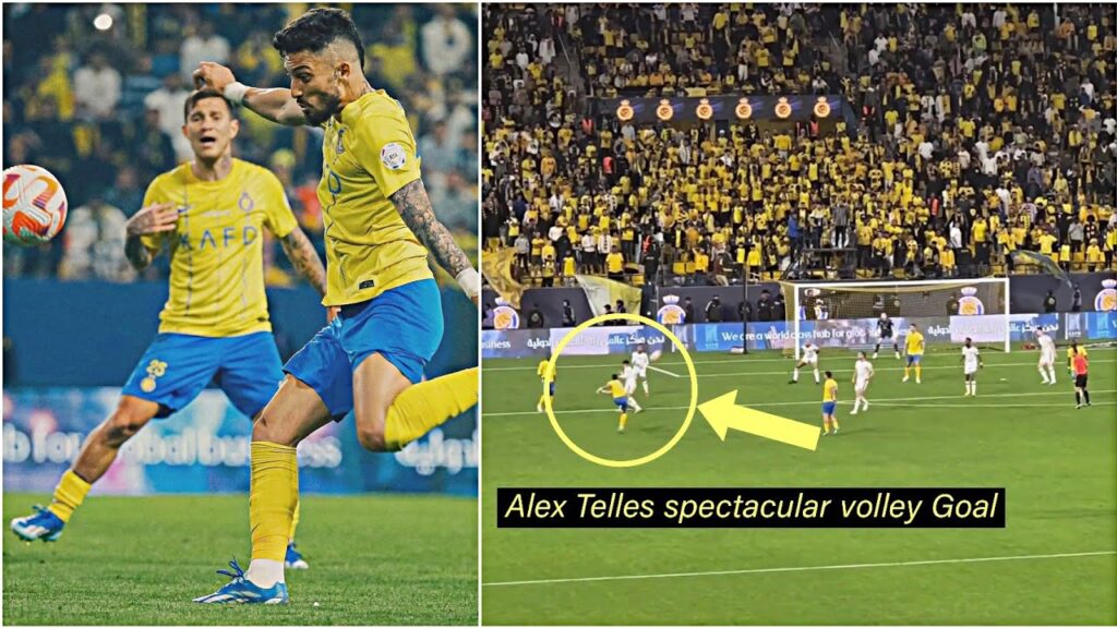 Alex Telles spectacular volley Goal vs Al Ettifaq🤯 Alex Telles spectacular volley Goal vs Al Ettifaq🤯