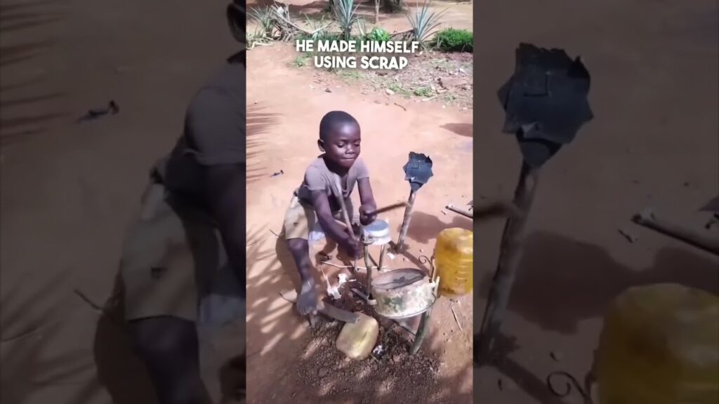 Boy in Africa made his own drum set 👏