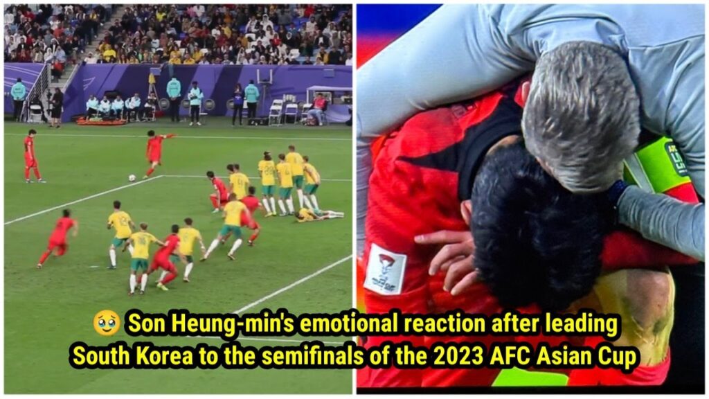 Son Heung-min's emotional reaction after leading South Korea to the semifinals of the 2023 Asian Cup