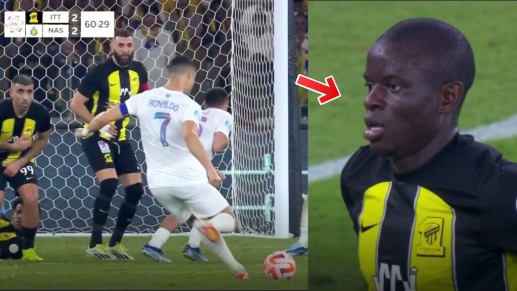 N'Golo Kanté, Fabinho reaction to Cristiano Ronaldo free kick vs Al Ittihad!!😬⚽🇫🇷🇧🇷