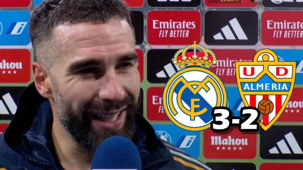 LA REACCION DE DANI CARVAJAL TRAS EL GOL DE LA REMONTADA REAL MADRID 3-2 ALMERIA