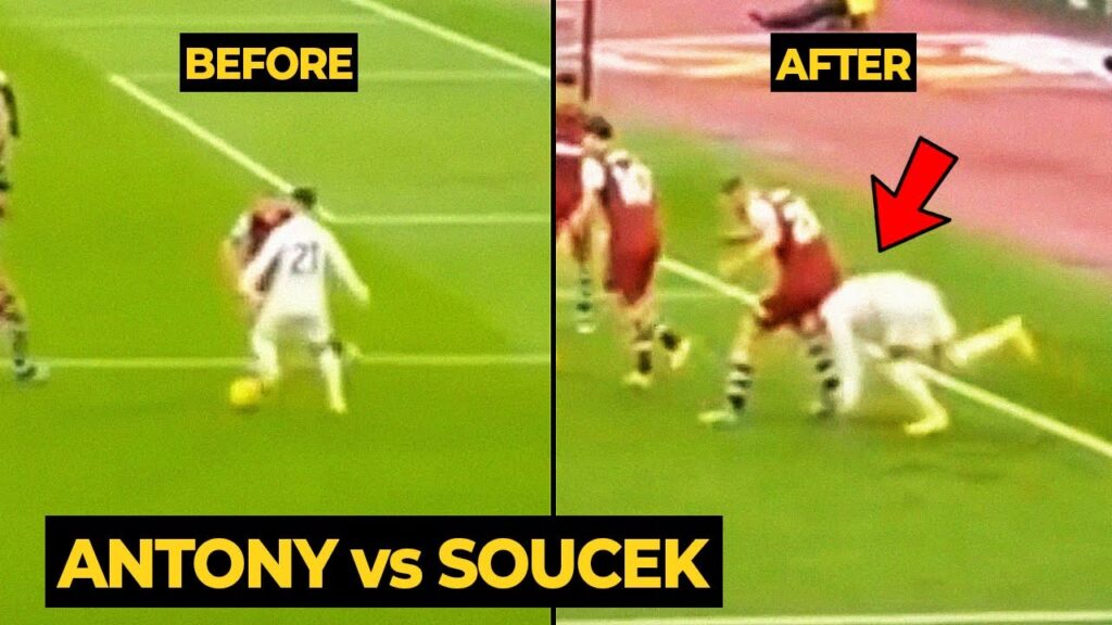 Antony FURIOUS REACTION when unable to get past Soucek as West Ham vs United | Man Utd News