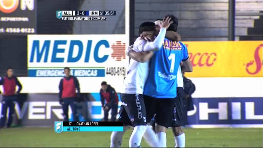 Gol de López. All Boys 2 - Independiente RM 0. Fecha 20. Primera B Nacional. FPT.