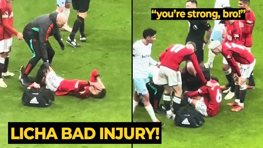 Hojlund comforting Lisandro Martinez when seen crying after getting injured vs West Ham Hojlund comforting Lisandro Martinez when seen crying after getting injured vs West Ham