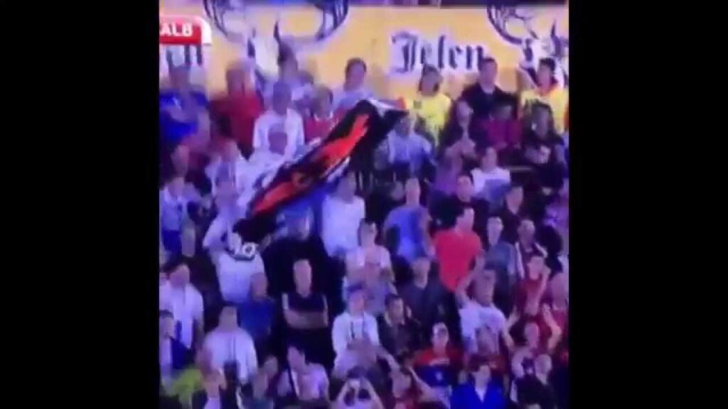 Stefan Mitrovic skida albansku zastavu!