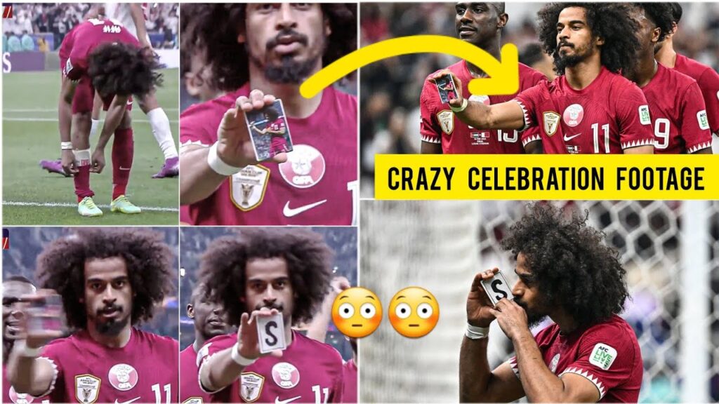 😳 Qatar's Akram Afif unique celebration after scoring goal vs Jordan in Asian Cup final gone viral